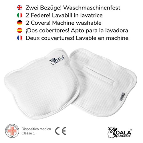 Almohada para Bebe para plagiocefalia desenfundable (con dos forros) para prevenir-curar la Cabeza Plana in Memory Foam Antiasfixia - KoalaBabycare® - Perfect Head - Blanco