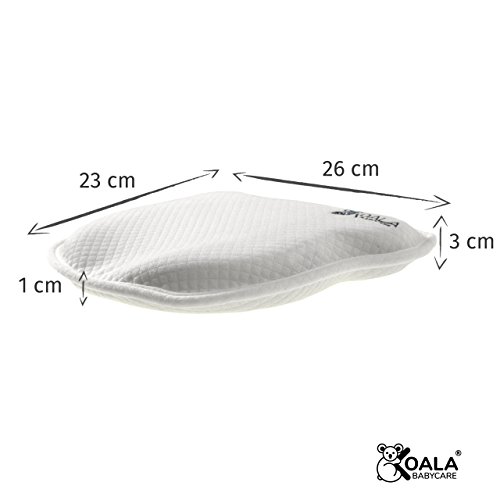Almohada para Bebe para plagiocefalia desenfundable (con dos forros) para prevenir-curar la Cabeza Plana in Memory Foam Antiasfixia - KoalaBabycare® - Perfect Head - Blanco