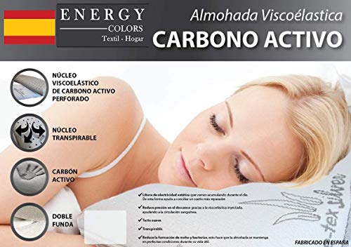 Almohada Viaje (45 CM) VISCO-ELÁSTICA DE Carbono Activo - Tex-Silver -