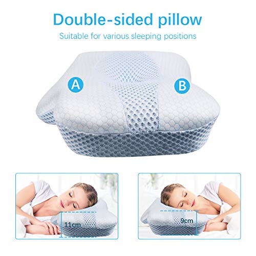 Almohada Viscoelastica, Almohada cervical con soporte para el cuello Almohadas ortopédicas para aliviar el ronquido de contorno Lavable para los que duermen de lado para aliviar el dolor de cuello