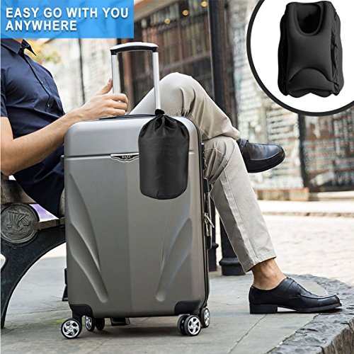 Almohadas de viaje, HOMCA Multi-funcional inflable almohadilla de siesta cómodo cojín de viaje con máscara de ojo para aviones, coches, autobuses, trenes (Negro)