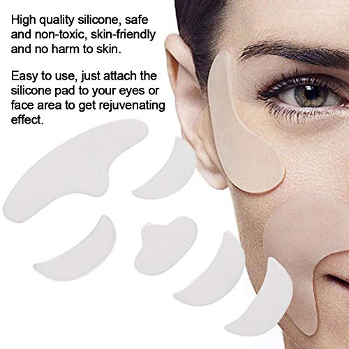 Almohadilla de parche antirrugas de silicona, parche de frente de la frente del ojo reutilizable 6Pcs, elevación de la piel, tratamiento y prevención de arrugas,