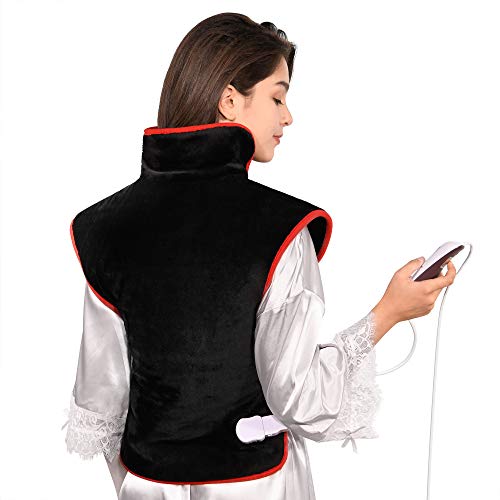Almohadilla Eléctrica Misiki 85 x 60 cm Almohadilla Térmica para Espalda y Cervical, Gran Tamaño para Cuello y Hombro con Apagado Automático y Calentamiento Rápido para Alivio de Dolores Muscular