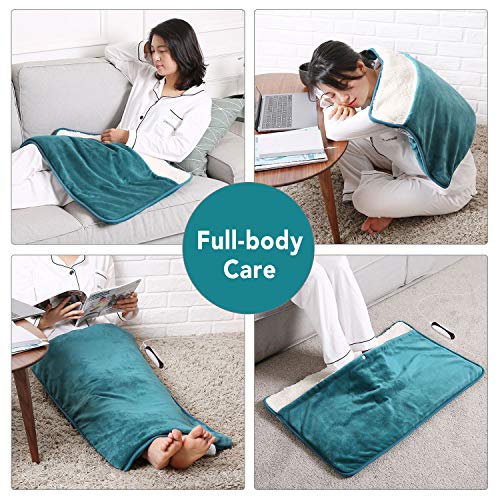 Almohadilla Eléctrica Tamaño Extra Grande 50 * 80cm Uso de Cuerpo Completo para Pies, Espalda, Hombros, Lumbar Terapia de Calor con Apagado Automático para Dolor, Calambres, Tensión - Lake Green