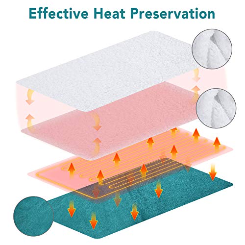 Almohadilla Eléctrica Tamaño Extra Grande 50 * 80cm Uso de Cuerpo Completo para Pies, Espalda, Hombros, Lumbar Terapia de Calor con Apagado Automático para Dolor, Calambres, Tensión - Lake Green