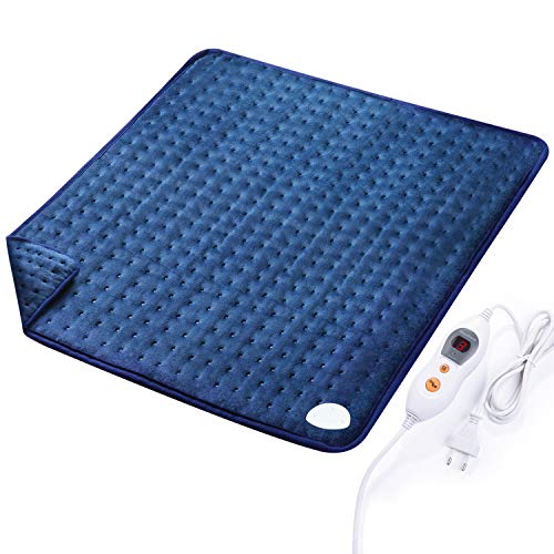 Almohadilla Eléctrica Térmica (50 x 60 cm) con Función de Apagado Automático 5 Grados de Calefacción Terapéuticos Franela Suave Alivio Muscular para Espalda Cuello Hombro