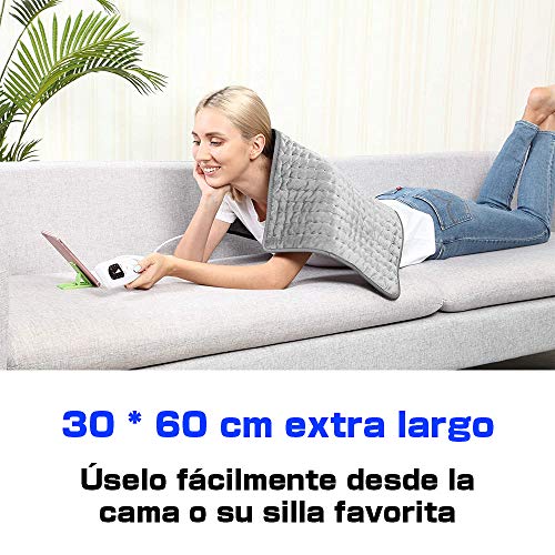 Almohadilla Térmica Eléctrica, Orthland Manta Electrica con 6 Niveles Temperatura 4 Modes Temporizadores, Thermal Pad Apagado Automático y Lavable a Máquina, para Alivio Dolor de Espalda y Hombro
