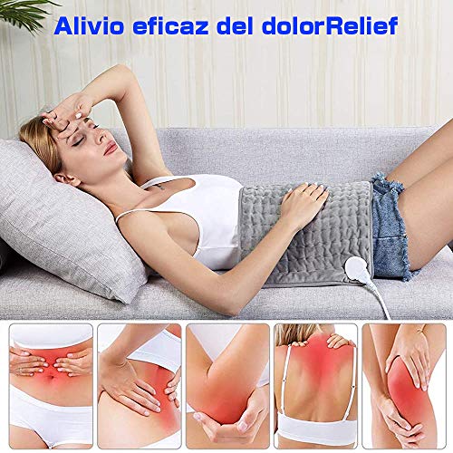 Almohadilla Térmica Eléctrica, Orthland Manta Electrica con 6 Niveles Temperatura 4 Modes Temporizadores, Thermal Pad Apagado Automático y Lavable a Máquina, para Alivio Dolor de Espalda y Hombro