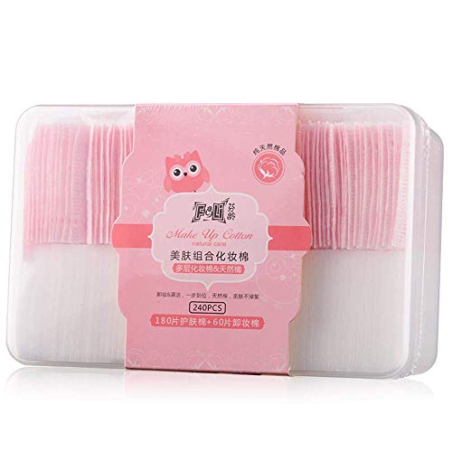 Almohadillas de algodón multicapas MCKhome para maquillaje de piel, 240 unidades, algodón natural puro