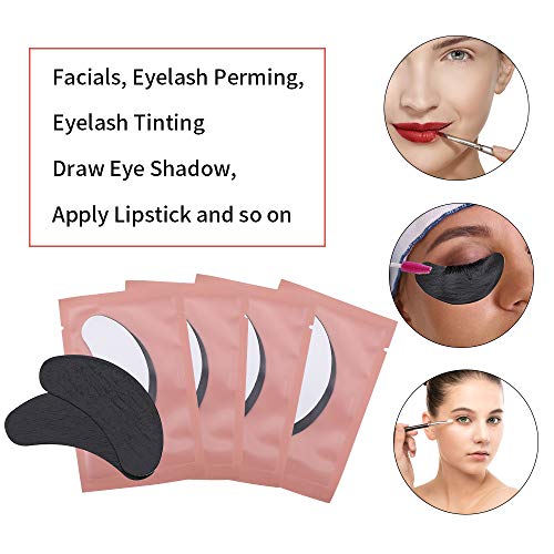 Almohadillas de Gel para Ojos, PChero 60 Pares Parches Debajo de los Ojos sin Pelusa con Hydro-Gel y Aloe Essence para la Extensión de Pestañas, Tintado de Pestañas, Permanente de Pestañas - Negro