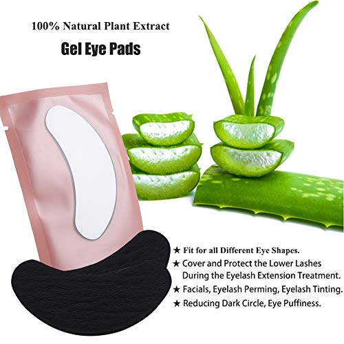 Almohadillas de Gel para Ojos, PChero 60 Pares Parches Debajo de los Ojos sin Pelusa con Hydro-Gel y Aloe Essence para la Extensión de Pestañas, Tintado de Pestañas, Permanente de Pestañas - Negro