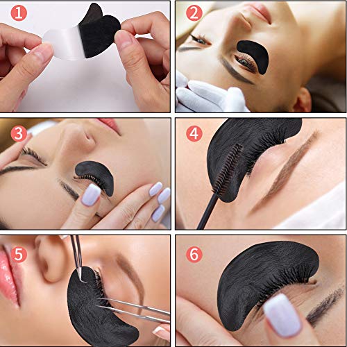 Almohadillas de Gel para Ojos, PChero 60 Pares Parches Debajo de los Ojos sin Pelusa con Hydro-Gel y Aloe Essence para la Extensión de Pestañas, Tintado de Pestañas, Permanente de Pestañas - Negro