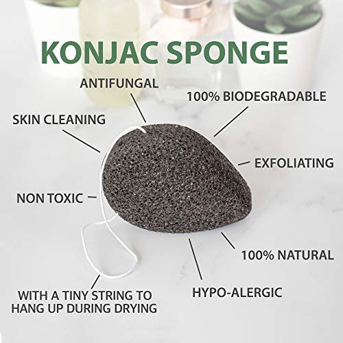 Almohadillas Desmaquilladoras Reutilizables de Algodón de Bambú con Esponja Exfoliante de Konjac y Bolsa de Lavandería - Productos Ecológicos todo tipo de Piel - Juego Lavable con Cero Residuos