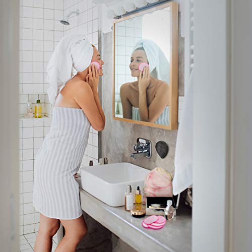 Almohadillas Desmaquilladoras Reutilizables de Algodón de Bambú con Esponja Exfoliante de Konjac y Bolsa de Lavandería - Productos Ecológicos todo tipo de Piel - Juego Lavable con Cero Residuos