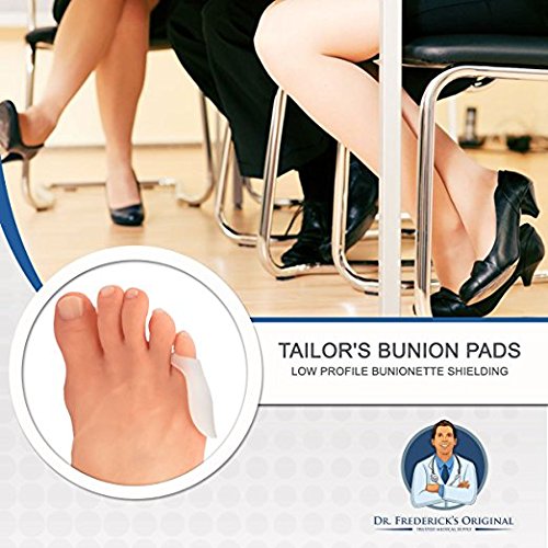 Almohadillas para Juanete de Sastre Originales de Dr. Frederick – 4 Almohadillas de Gel Suave – Protector – Cobertura – Alivia Dolor del Juanete de Sastre – Tratamiento de Juanete – Usar con Zapatos