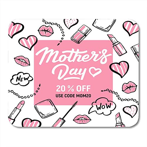 Almohadillas para mouse Día de las madres negras 20 Oferta de descuento Maquillaje Diseño Labios Lápiz labial Esmalte de uñas Rímel Burbujas de discurso Bosquejo Alfombrillas para ratón Almohadilla pa