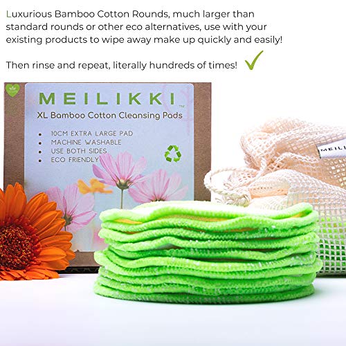 Almohadillas para quitar maquillaje XL de 10 cm, extra grandes, de algodón de bambú, ecológicas, suaves para todo tipo de piel.