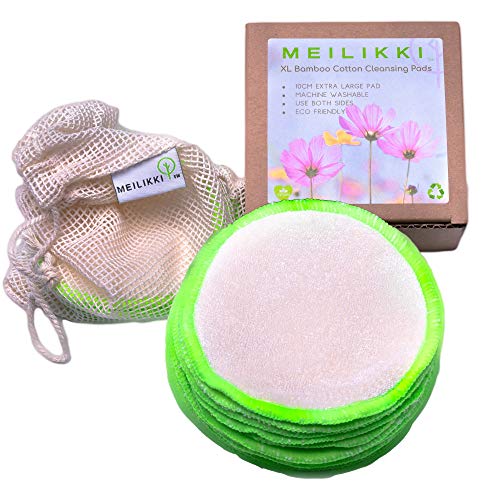 Almohadillas para quitar maquillaje XL de 10 cm, extra grandes, de algodón de bambú, ecológicas, suaves para todo tipo de piel.