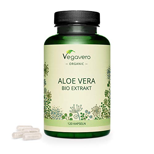 Aloe Vera BIO Vegavero® | De España | Extracto de Gel de la Hoja: Más Nutrientes | 675 mg | Sin Aditivos | Sin GMO | 120 Cápsulas