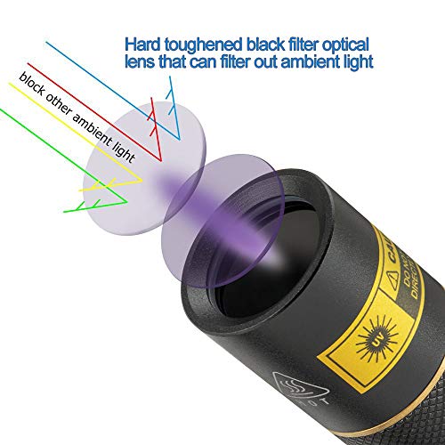 Alonefire SV003 10W 365nm Linterna UV Profesional Portátil Recargable Linterna Ultravioleta Potente para Resina, Mascotas Orina Detector con Funda de Aluminio, Cargador, Batería 18650 incluida