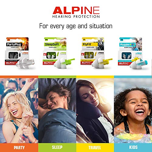 Alpine SleepSoft Tapones para los oídos para dormir - Bloquea los ronquidos y mejora el sueño - Filtros suaves diseñados para dormir - Material hipoalergénico cómodo - Tapones reutilizables