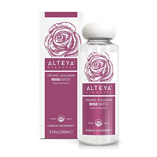 Alteya Organic agua floral de rosa (rosa damascena) 250 ml – botella - 100% puro orgánico bio producto con certificado USDA, obtenido por destilación al vapor de frescas flores cosechas a mano, vendido directamente por el cultivador y destilador Alteya Or