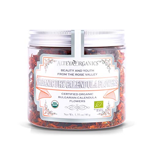 Alteya Organic Infusión de Caléndula 40 gr - Flores de caléndula secas orgánicas 100% puras con certificado del USDA recogidas a mano y ofrecidas directamente por Alteya Organics