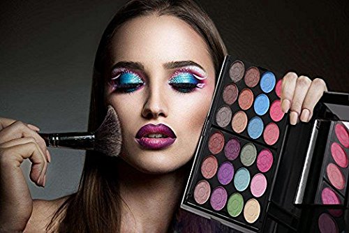 Alupper Sombra de ojos y paleta de maquillaje [35 colores brillantes] brillo labial de materia y brillo - cepillos para rubor - Paleta cosmética altamente pigmentada