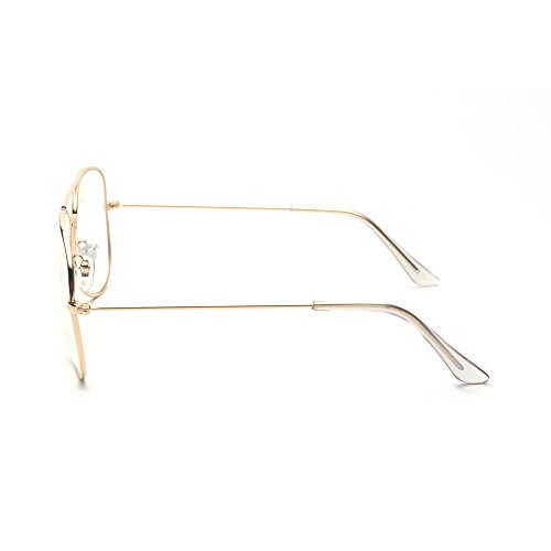 ALWAYSUV Vidrios de la vendimia Vidrios de la manera del aviador Vidrios claros de la lente Marco del metal Marco del oro