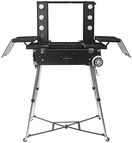 ALYR Profesional Maleta para Maquillajec, Cosmetic Cases Makeup Train Cases Bolsa de Maquillaje Maletín para Maquillaje de Maquillaje de Equipaje con Ruedas,Black