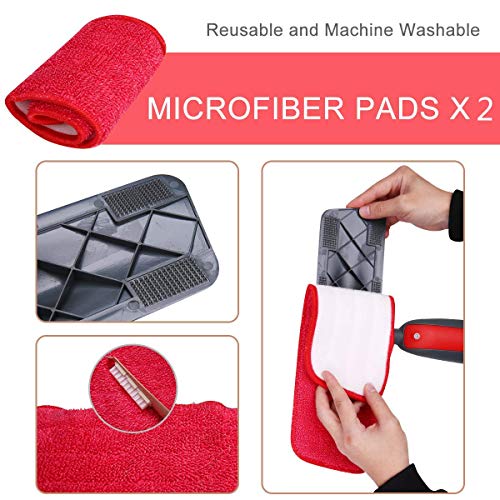 Amabana - Limpiador de pulverización de microfibra para suelos de mopa húmeda y herramienta de raspado de polvo para casa, cocina, Mopa en spray, color rojo, Spray Mop