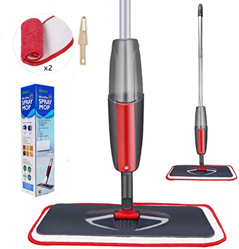 Amabana - Limpiador de pulverización de microfibra para suelos de mopa húmeda y herramienta de raspado de polvo para casa, cocina, Mopa en spray, color rojo, Spray Mop