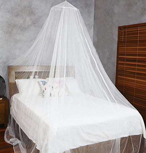 amaes Mosquitera para Cama, Protección Antimosquitos Evitar los Mosquitos, Fácil de Instalación Diseño de Cúpula, para Cama Individual, Cama Matrimonial, Hamaca y Cuna- Blanco