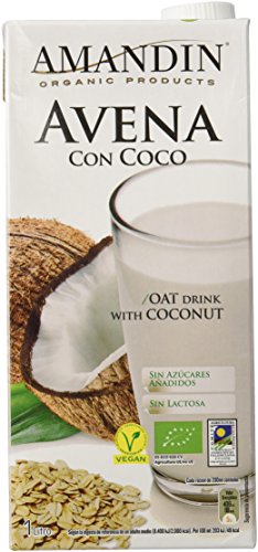 Amandin 400088 Bebida de Avena con Coco - Paquete de 6 x 1000 ml - Total: 6000 ml