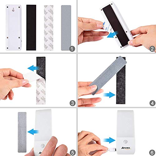 AMANKA Lámpara Nocturna Luces Led con Sensor de Movimiento 12LED Luz Recargable USB con 3 Modos Cinta Adhesiva Magnética Luz Inalambrica Cálida para Armario, Pasillo, Escalera, Garaje, Gabinete y Baño