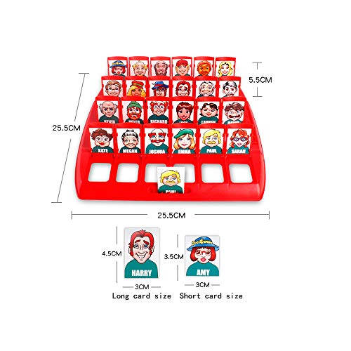 Amasawa Quién es Divertido Juego de Mesa,Adecuado para el Clásico Juego de Mesa Funny Family Guessing Games Kids Children Toy Gift (Rojo y Azul)