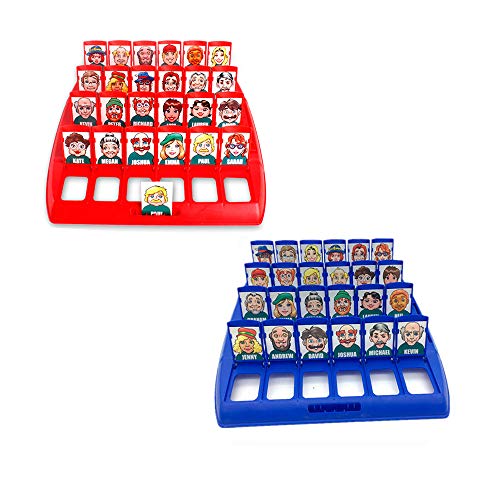 Amasawa Quién es Divertido Juego de Mesa,Adecuado para el Clásico Juego de Mesa Funny Family Guessing Games Kids Children Toy Gift (Rojo y Azul)