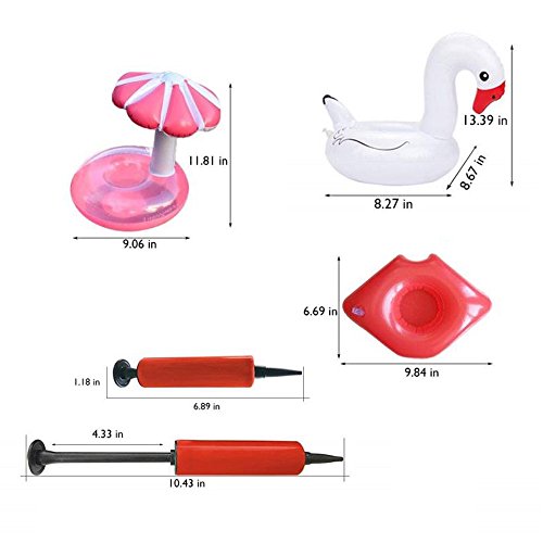Amaza 15 Piezas Linda & Gran Flotabilidad Posavasos Flotadores Set con 1 Bomba de Aire Libre para Piscina Hot Tub Luau Party