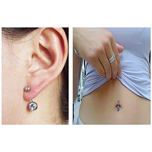 Amaza 20pcs piercing ombligo titanio brillante Joyería mujer (Multicolor)