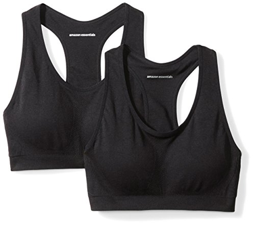 Amazon Essentials 2-Pack Light Support Seamless Sports Bras Negro, US XL (EU 2XL)