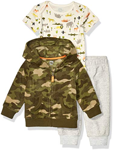 Amazon Essentials 3-Piece Microfleece Hoodie Set Infant-and-Toddler-Pants-Clothing-Sets, Safari, Bebé prematuro