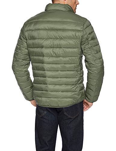 Amazon Essentials - Chaqueta acolchada, ligera, resistente al agua y plegable para hombre, Verde (Olive Heather), US S (EU S)