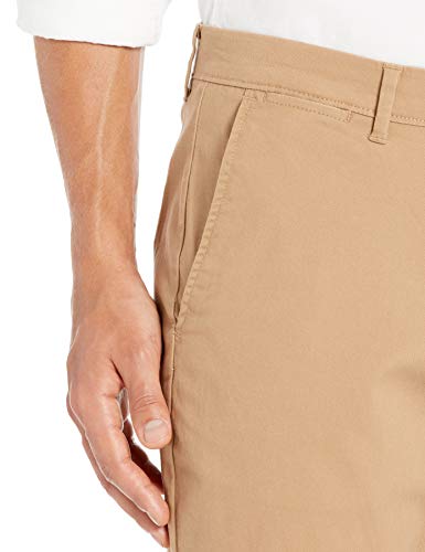 Amazon Essentials - Pantalones chinos elásticos informales de corte atlético, Dark Khaki, 34W x 28L
