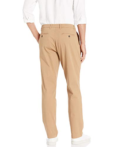 Amazon Essentials - Pantalones chinos elásticos informales de corte atlético, Dark Khaki, 34W x 28L