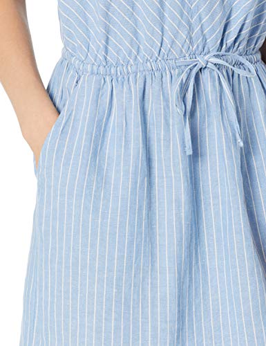 Amazon Essentials Sleeveless Linen Dress, Franja Azul Francesa, US L (EU L - XL)