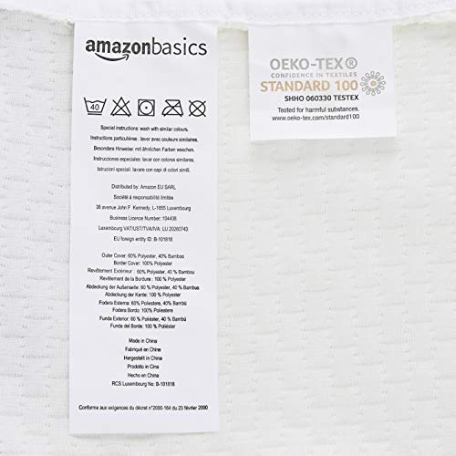 AmazonBasics - Almohada con soporte para cuello de espuma con memoria, de contorno, ajustable en altura, 60 x 35 x 11/7/11 cm