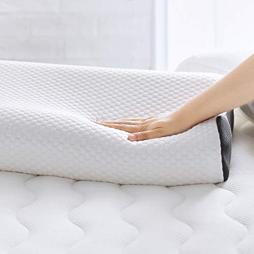 AmazonBasics - Almohada con soporte para cuello de espuma con memoria, de contorno, ajustable en altura, 60 x 35 x 11/7/11 cm