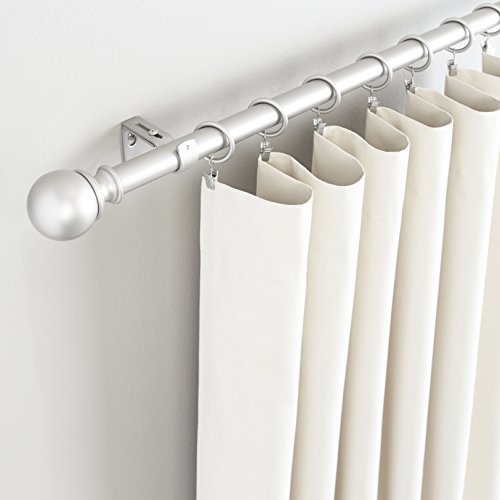 AmazonBasics - Barra para cortinas con remates redondeados, 180-360 cm, Níquel