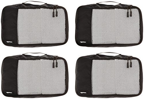 AmazonBasics - Bolsas de equipaje pequeñas (4 unidades), Negro