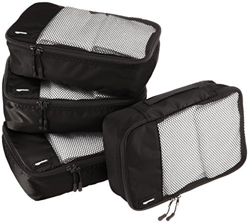 AmazonBasics - Bolsas de equipaje pequeñas (4 unidades), Negro
